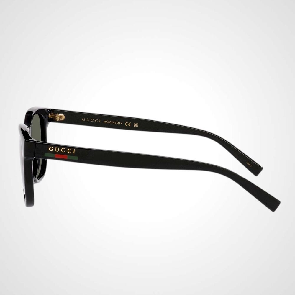 New GUCCI Sunglasses Black 54mm Square Gold Letter Logo Red Green Web Mens - Picture 5 of 7
